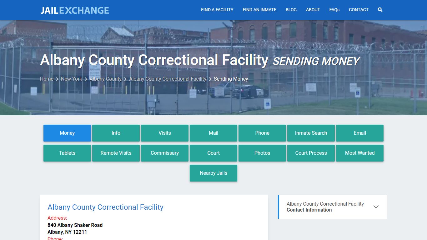 Send Money to Inmate - Albany County Correctional Facility, NY